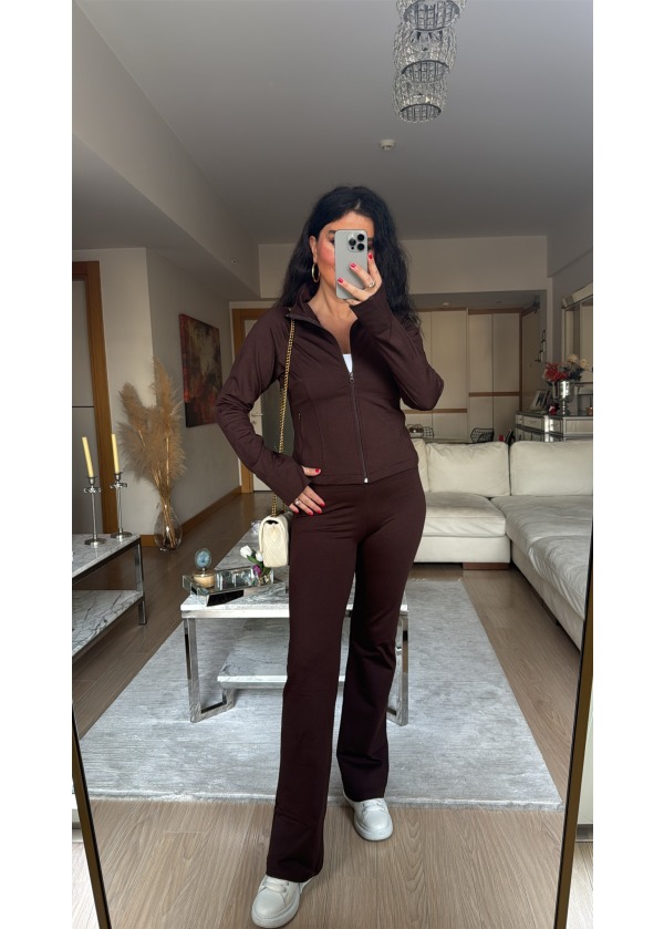 Oysh Fermuarlı Sweat Tayt Takım