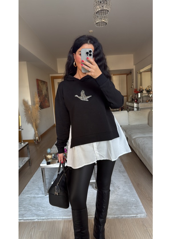 Premium Gömlek Detaylı Taş İşleme Sweat