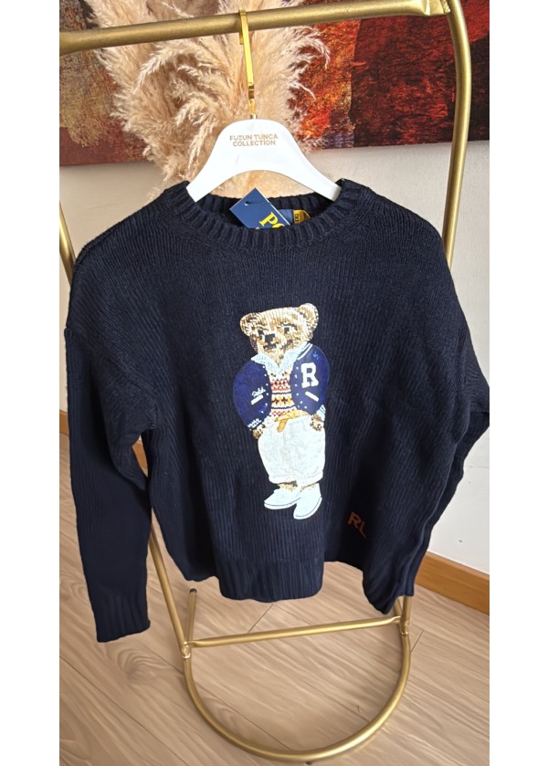 Premium Ayıcıklı Triko Kazak Lacivert (SON ÜRÜN)