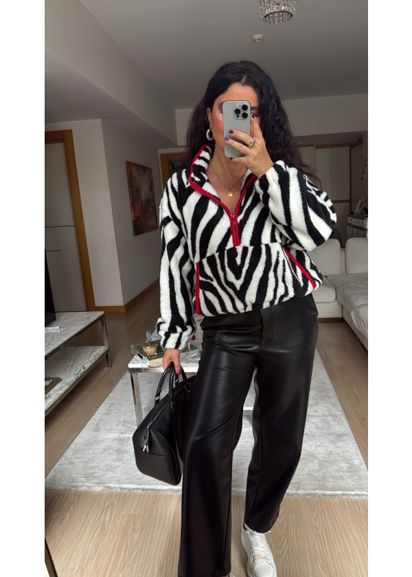 Zebra Desen Polar Sweat