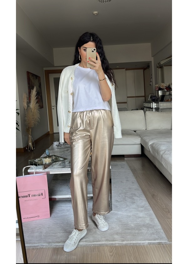 Gold Deri Pantalon